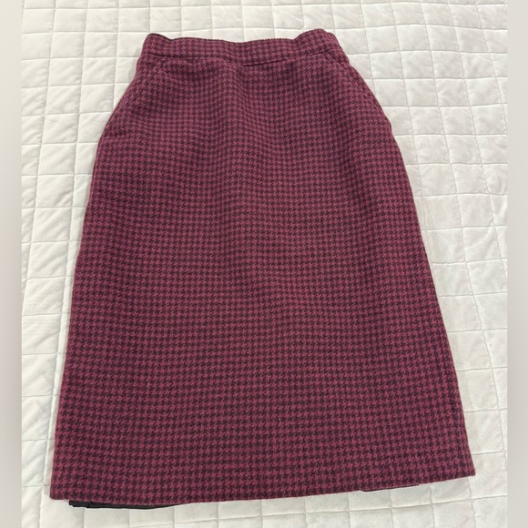 Vintage Giorgio Sant'Angelo Wool Skirt Houndstooth Red & Black/size 6 - Picture 9 of 10